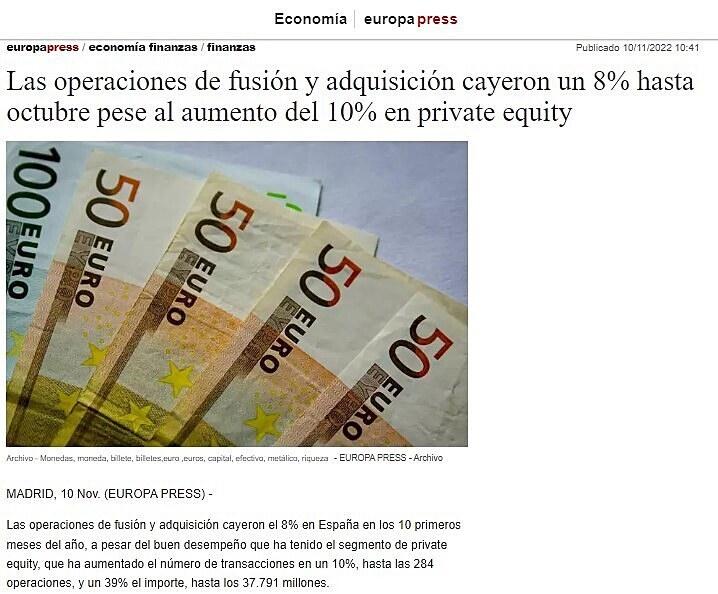 Las operaciones de fusin y adquisicin cayeron un 8% hasta octubre pese al aumento del 10% en private equity